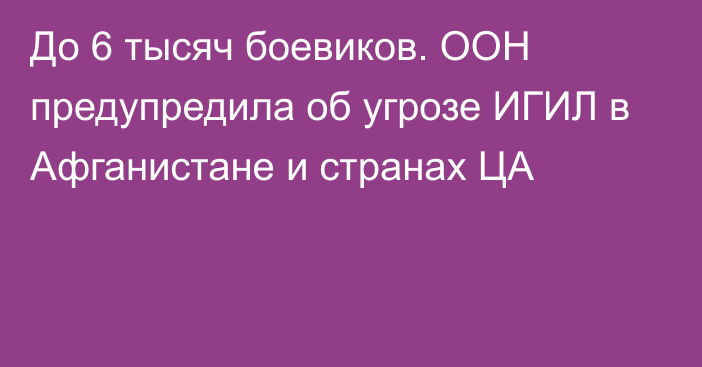 До 6 тысяч боевиков. ООН предупредила об угрозе ИГИЛ в Афганистане и странах ЦА