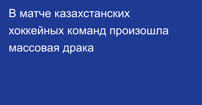 В матче казахстанских хоккейных команд произошла массовая драка