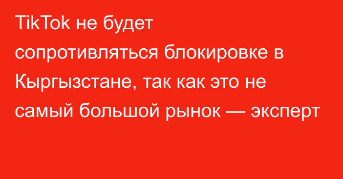 TikTok не будет сопротивляться блокировке в Кыргызстане, так как это не самый большой рынок — эксперт