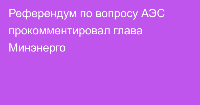 Референдум по вопросу АЭС прокомментировал глава Минэнерго