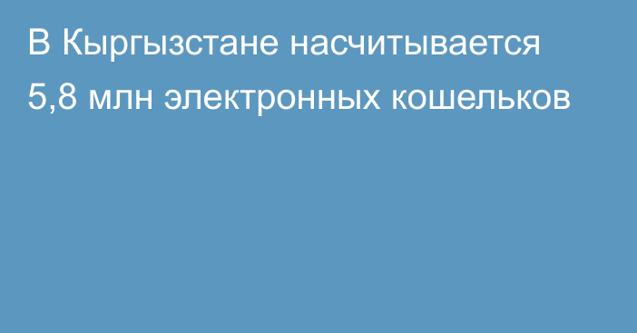 В Кыргызстане насчитывается 5,8 млн электронных кошельков