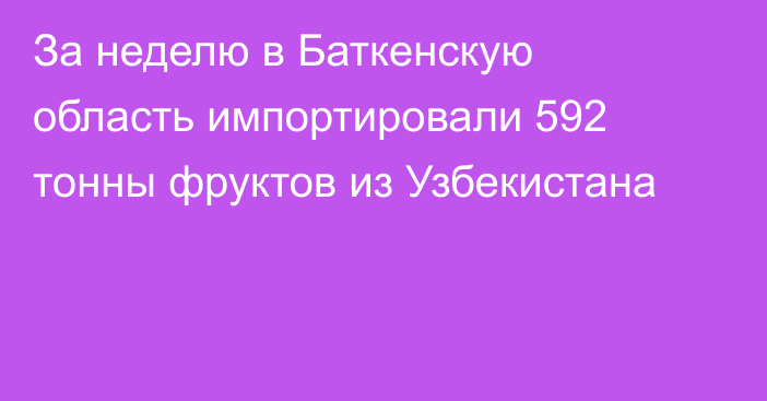 За неделю в Баткенскую область импортировали 592 тонны фруктов из Узбекистана