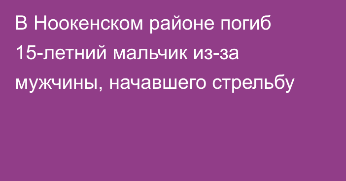 В Ноокенском районе погиб 15-летний мальчик из-за мужчины, начавшего стрельбу