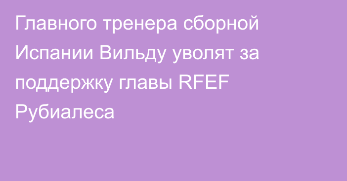 Главного тренера сборной Испании Вильду уволят за поддержку главы RFEF Рубиалеса