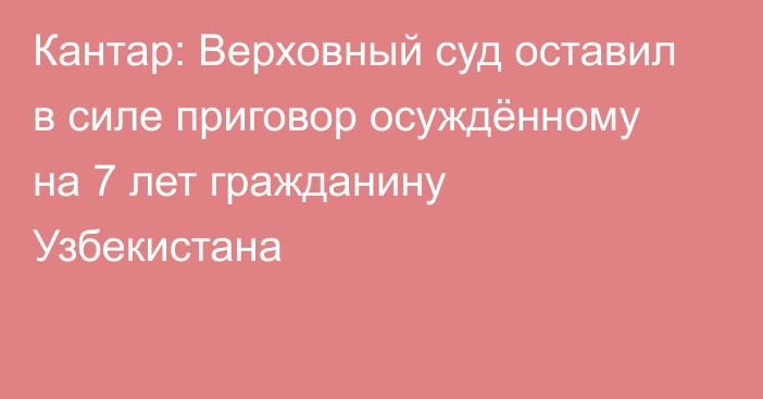 Кантар: Верховный суд оставил в силе приговор осуждённому на 7 лет гражданину Узбекистана