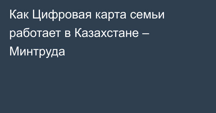 Как Цифровая карта семьи работает в Казахстане – Минтруда