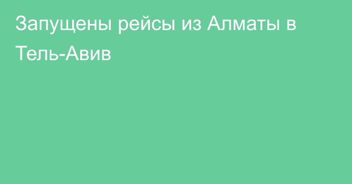 Запущены рейсы из Алматы в Тель-Авив