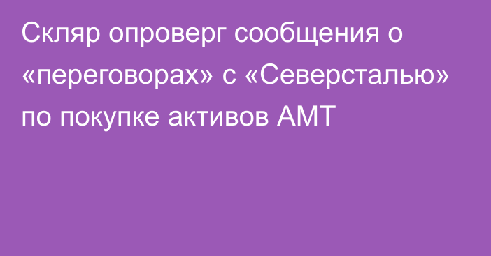 Скляр опроверг сообщения о «переговорах» с «Северсталью» по покупке активов АМТ