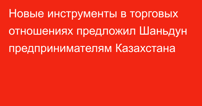 Новые инструменты в торговых отношениях предложил Шаньдун предпринимателям Казахстана