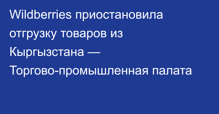 Wildberries приостановила отгрузку товаров из Кыргызстана — Торгово-промышленная палата