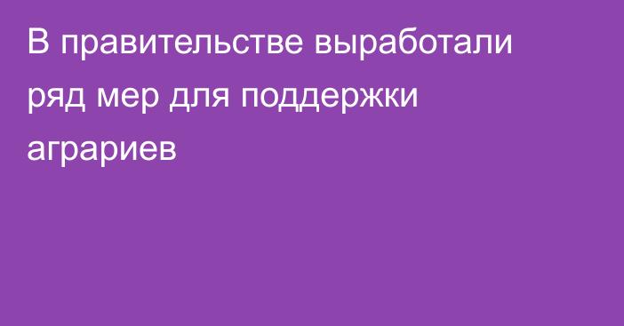 В правительстве выработали ряд мер для поддержки аграриев