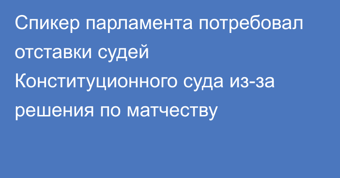 Спикер парламента потребовал отставки судей Конституционного суда из-за решения по матчеству