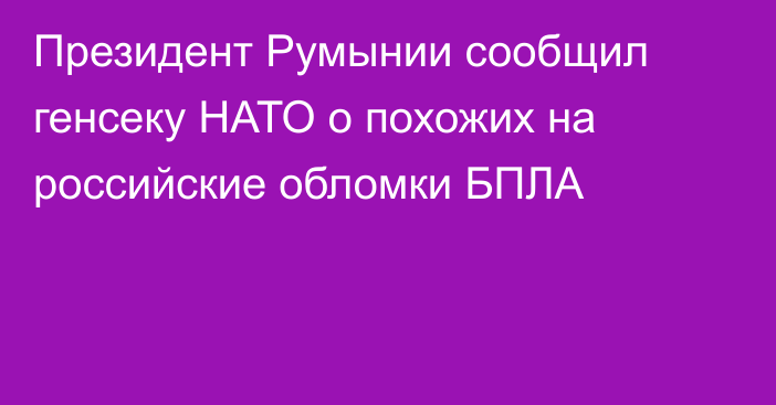 Президент Румынии сообщил генсеку НАТО о похожих на российские обломки БПЛА