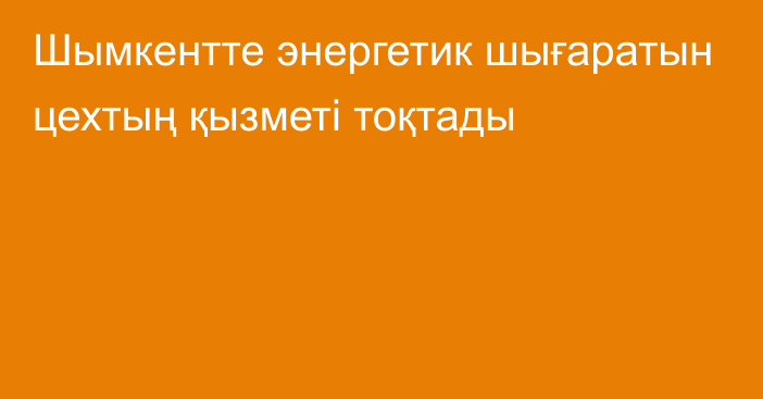 Шымкентте энергетик шығаратын цехтың қызметі тоқтады