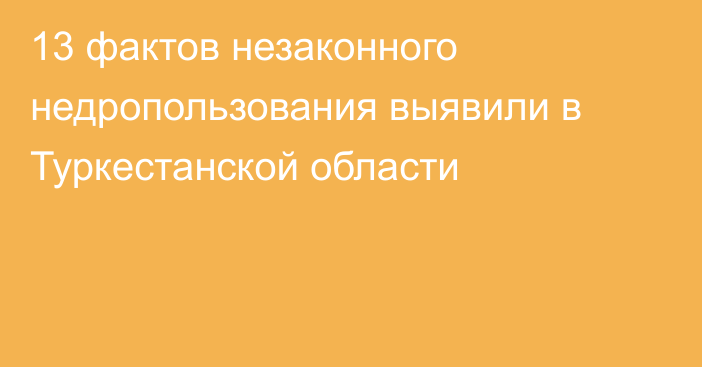 13 фактов незаконного недропользования выявили в Туркестанской области