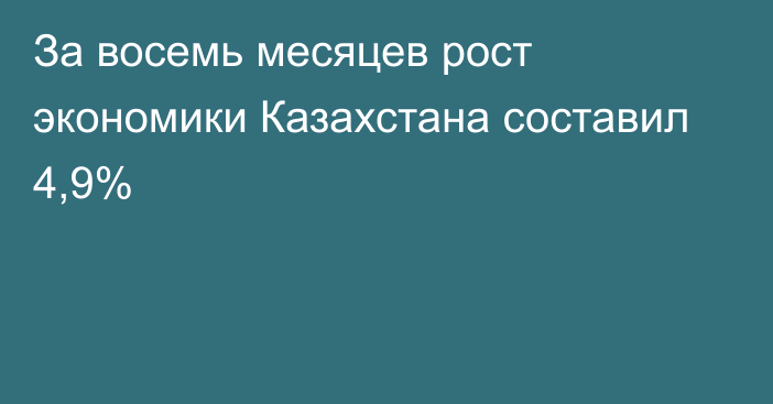 За восемь месяцев рост экономики Казахстана составил 4,9%