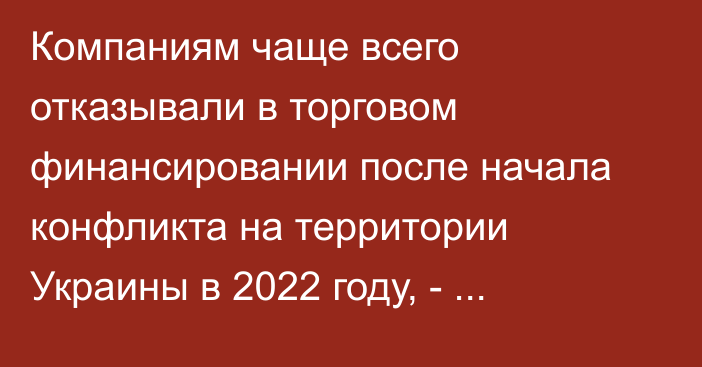 Компаниям чаще всего отказывали в торговом финансировании после начала конфликта на территории Украины в 2022 году, - исследование АБР
