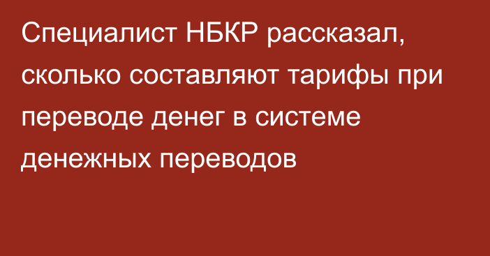 Специалист НБКР рассказал, сколько составляют тарифы при переводе денег в системе денежных переводов