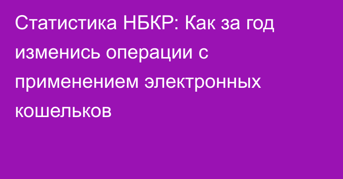 Статистика НБКР: Как за год изменись операции с применением электронных кошельков