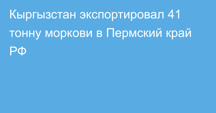 Кыргызстан экспортировал 41 тонну моркови в Пермский край РФ