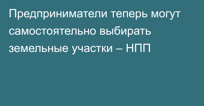 Предприниматели теперь могут самостоятельно выбирать земельные участки – НПП