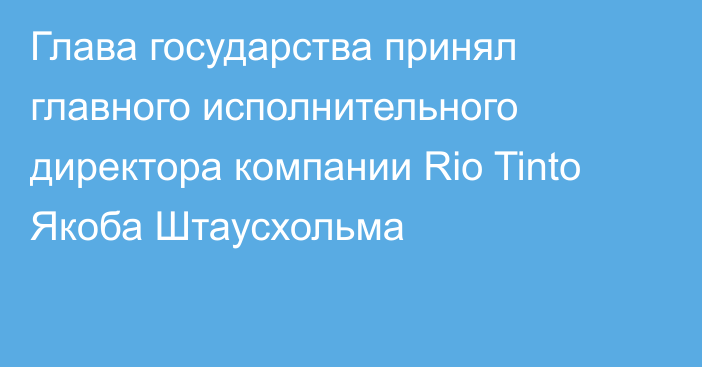 Глава государства принял главного исполнительного директора компании Rio Tinto Якоба Штаусхольма