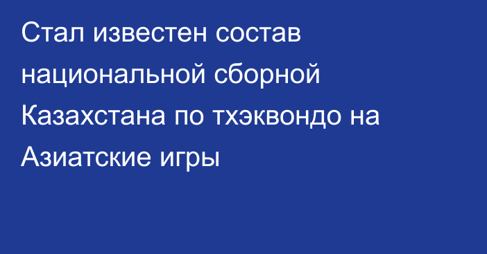 Стал известен состав национальной сборной Казахстана по тхэквондо на Азиатские игры