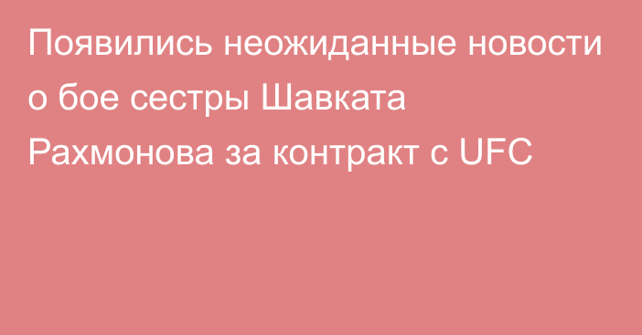 Появились неожиданные новости о бое сестры Шавката Рахмонова за контракт с UFC