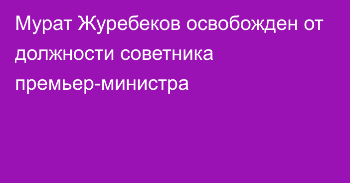 Мурат Журебеков освобожден от должности советника премьер-министра