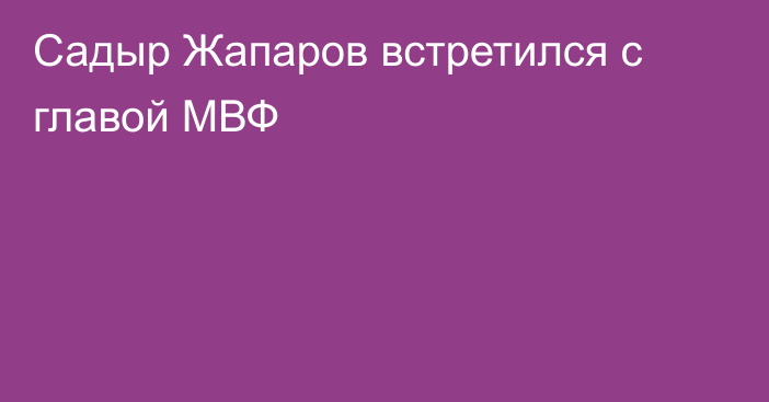 Садыр Жапаров встретился с главой МВФ