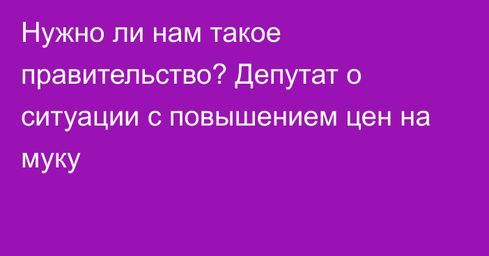 Нужно ли нам такое правительство? Депутат о ситуации с повышением цен на муку