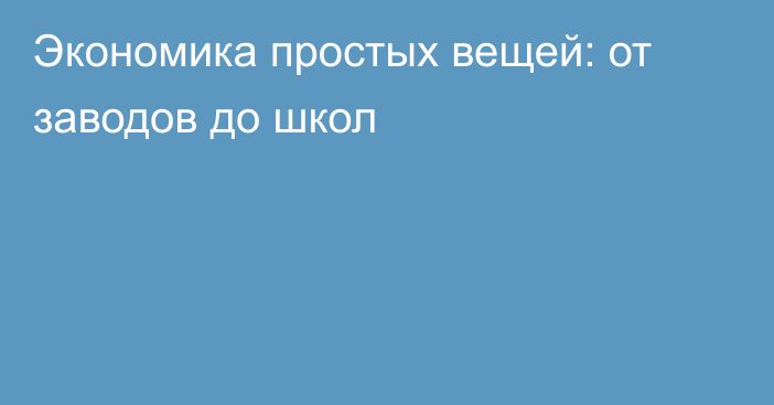 Экономика простых вещей: от заводов до школ