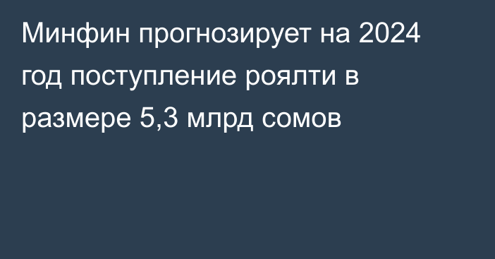 Минфин прогнозирует на 2024 год поступление роялти в размере 5,3 млрд сомов