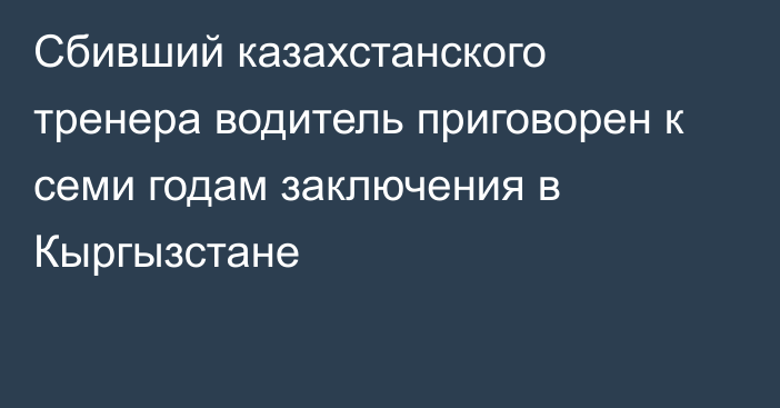 Сбивший казахстанского тренера водитель приговорен к семи годам заключения в Кыргызстане