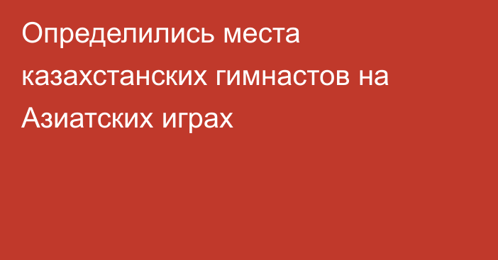 Определились места казахстанских гимнастов на Азиатских играх