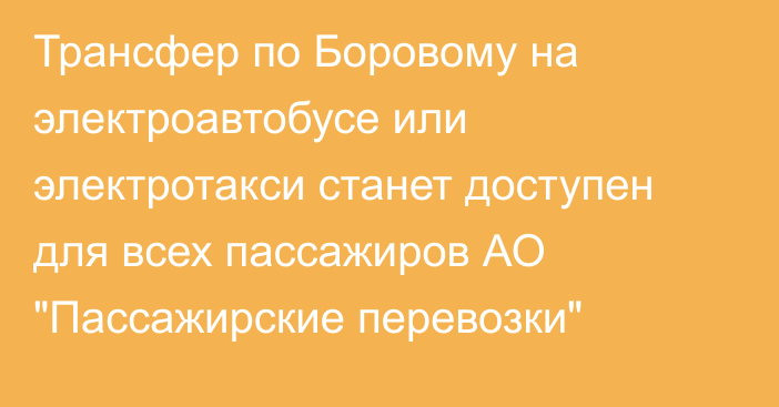 Трансфер по Боровому на электроавтобусе или электротакси станет доступен для всех пассажиров АО 