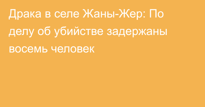 Драка в селе Жаны-Жер: По делу об убийстве задержаны восемь человек