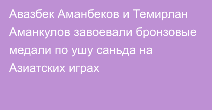 Авазбек Аманбеков и Темирлан Аманкулов завоевали бронзовые медали по ушу саньда на Азиатских играх