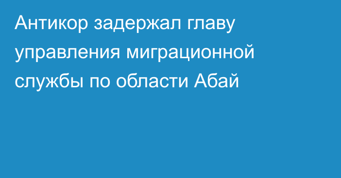 Антикор задержал главу управления миграционной службы по области Абай