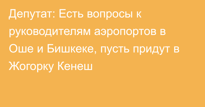 Депутат: Есть вопросы к руководителям аэропортов в Оше и Бишкеке, пусть придут в Жогорку Кенеш