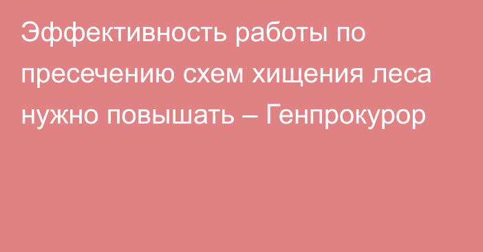 Эффективность работы по пресечению схем хищения леса нужно повышать – Генпрокурор