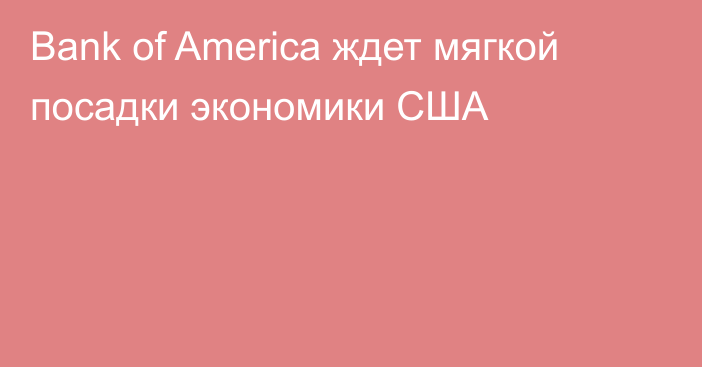 Bank of America ждет мягкой посадки экономики США