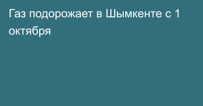 Газ подорожает в Шымкенте с 1 октября