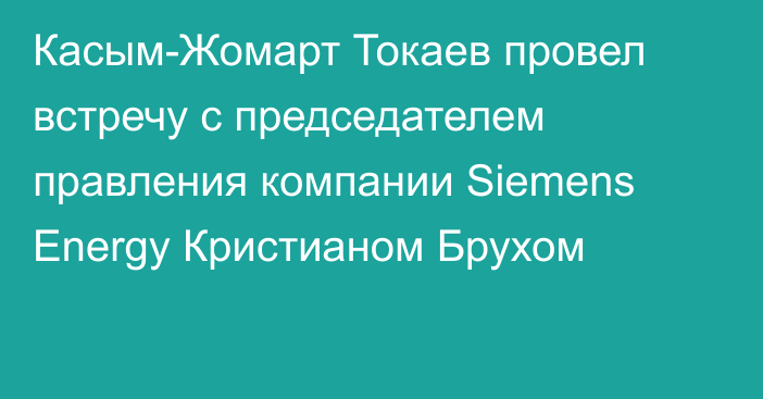 Касым-Жомарт Токаев провел встречу с председателем правления компании Siemens Energy Кристианом Брухом