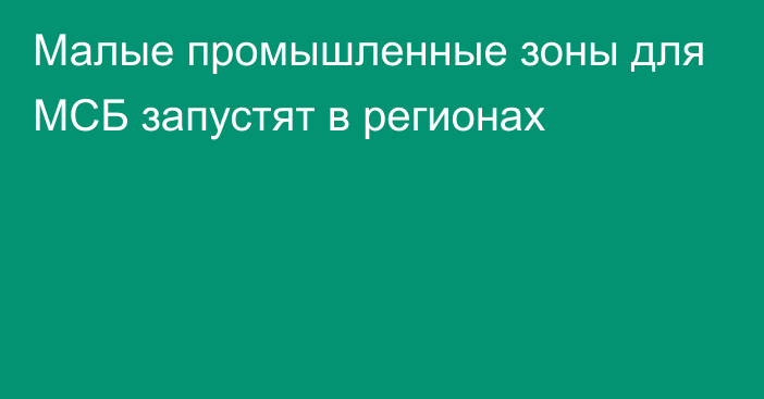 Малые промышленные зоны для МСБ запустят в регионах