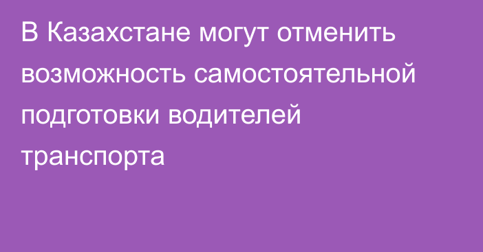 В Казахстане могут отменить возможность самостоятельной подготовки водителей транспорта