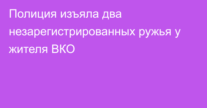 Полиция изъяла два незарегистрированных ружья у жителя ВКО