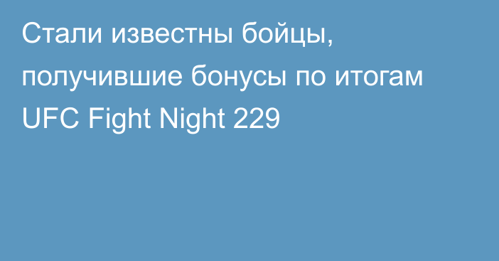 Стали известны бойцы, получившие бонусы по итогам UFC Fight Night 229