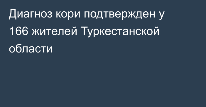 Диагноз кори подтвержден у 166 жителей Туркестанской области