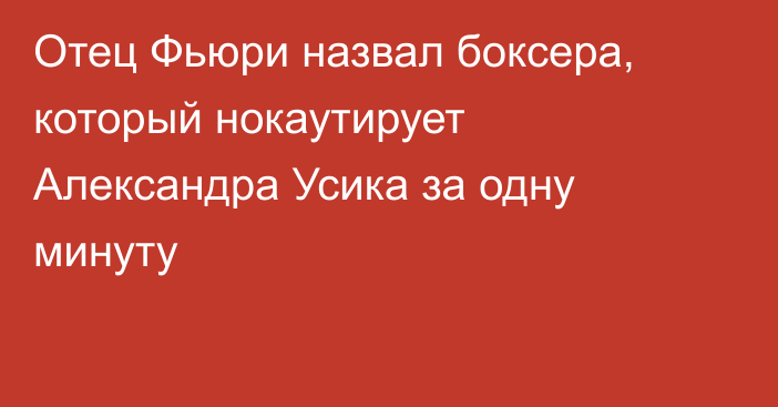 Отец Фьюри назвал боксера, который нокаутирует Александра Усика за одну минуту